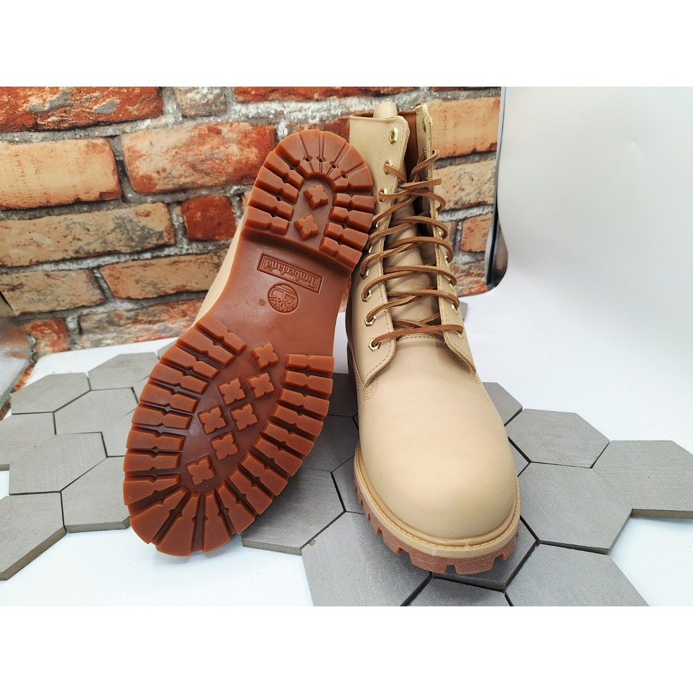 Timberland Heritage 8" Waterproof Boots Medium Beige Full Grain Leather Men's 11 - Picture 6 of 10